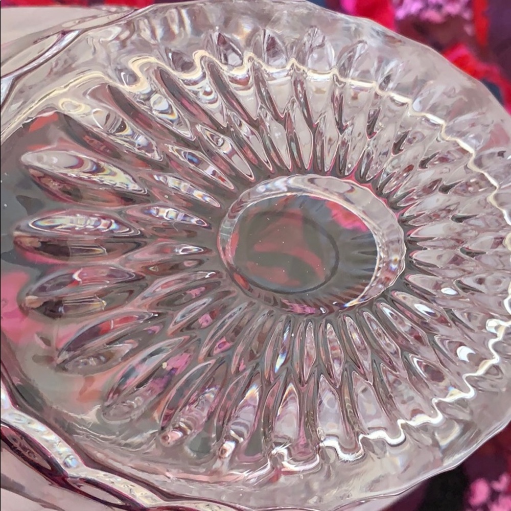 Lead Crystal Etched Cut Glass Basket - Picture 9 of 12